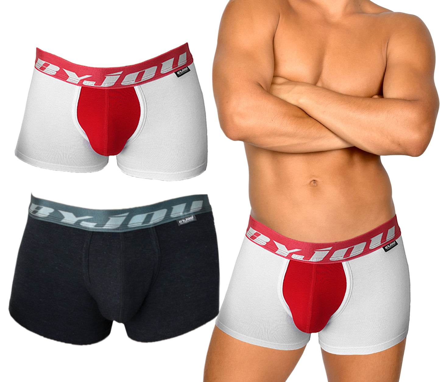 Boxer for men 2Pack Dark Grey & White and Red Byjou Underwear B2PMX002