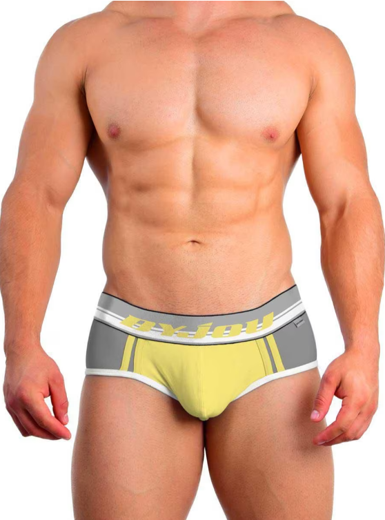 Men's Grey & Yellow Andy Briefs | Byjou Underwear