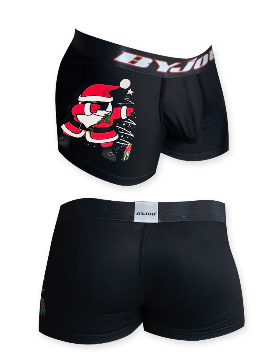 Men's Black Victor Christmas Boxers Santa | Byjou BVICMX097